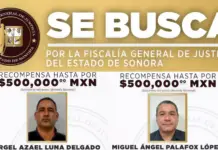 Sonora’s FGJE offers 1 million pesos to locate two security agents accused of homicide.