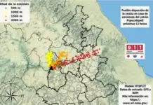 Ash dispersal from Popocatépetl is expected towards areas of the north and northeast