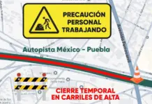 Road closure on the Mexico-Puebla highway due to urban beautification works
