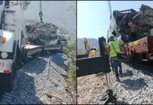 The remains of the Interoceanic Train are being recovered in Oaxaca; parts are being sent to Veracruz.