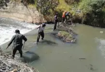 Tons of garbage removed from the Yellow River in San Cristóbal before the rains