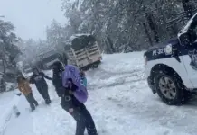 Four women and two children were rescued alive after nearly freezing to death on a highway in Chihuahua.
