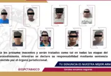 A criminal gang made up of migrants from Guatemala and Honduras was arrested in Macuspana, Tabasco; weapons and drugs were seized.