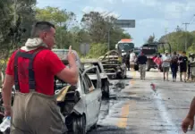 Vehicles set on fire on the Cancún-Mérida bypass; security operation reinforced