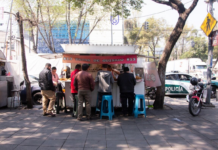 The neighborhoods in Mexico City with the most taco stands per square meter