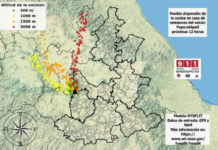Atlixco Valley and Angelópolis, with a probability of ashfall