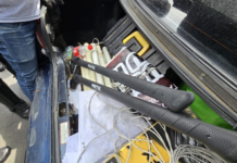 SSC seizes sledgehammers, large firecrackers, and metal pipes from CNTE members.