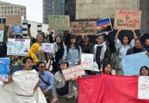 Protesters march in Mexico City against the fertilizer plant in Topolobampo