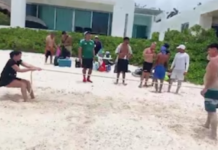 Foreign woman attempts to claim ownership of a beach in Playa del Carmen; Mexicans organize a picnic in front of her house in protest.