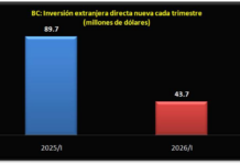 New foreign direct investment in Baja California plummets by 51.3%.