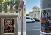 Posters against Layda Sansores appear in Madrid amidst criticism over her trip to Spain.