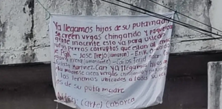In a narco-banner, the Caborca Cartel alleges corruption within the Campeche Secretariat of Public Security.