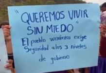 Wixaritari residents demand action regarding the security situation in the Northern region of Jalisco.